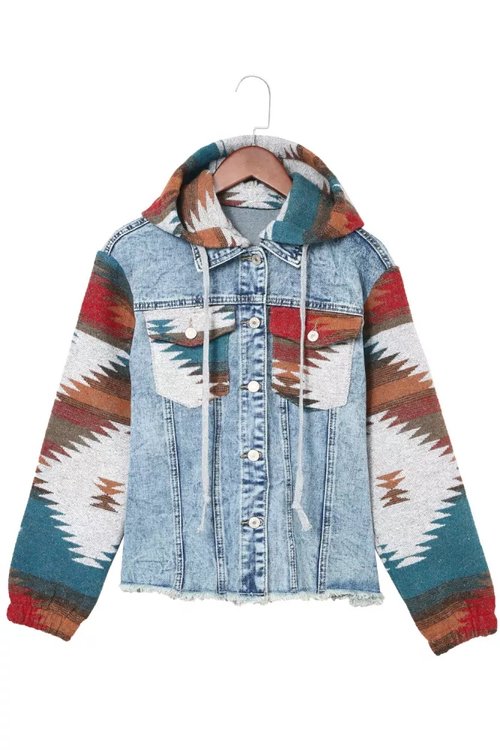 Boho Aztec Denim Jacket