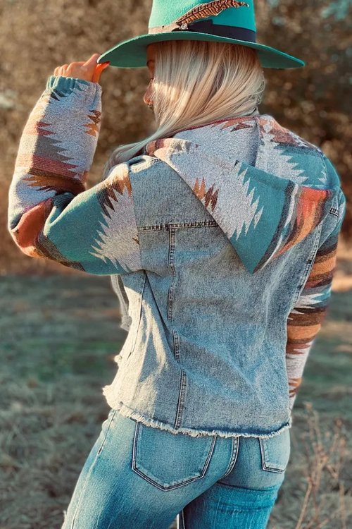 Boho Aztec Denim Jacket