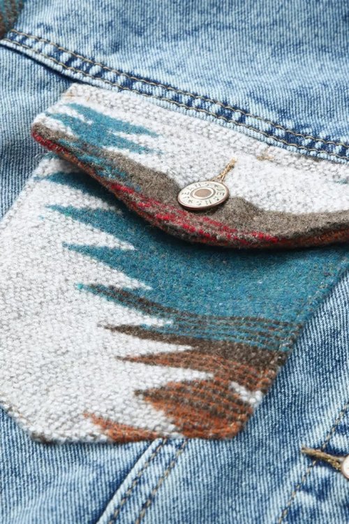 Boho Aztec Denim Jacket