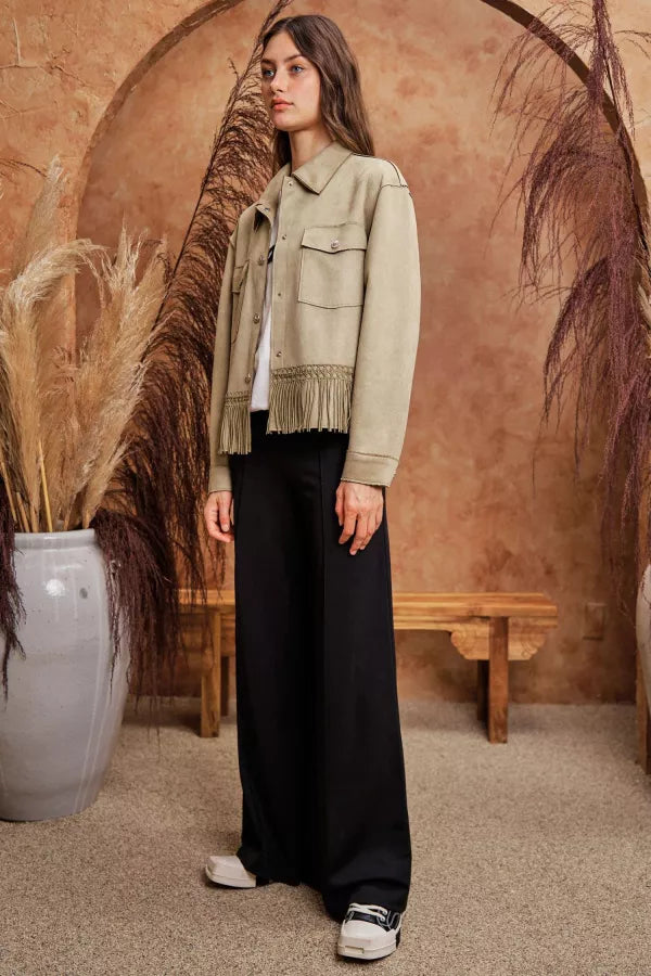 Solid Button Down Jacket