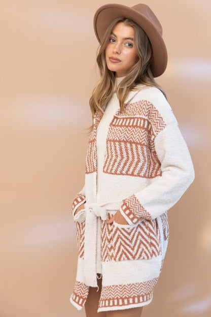 Aztec Pattern Long Cardigan