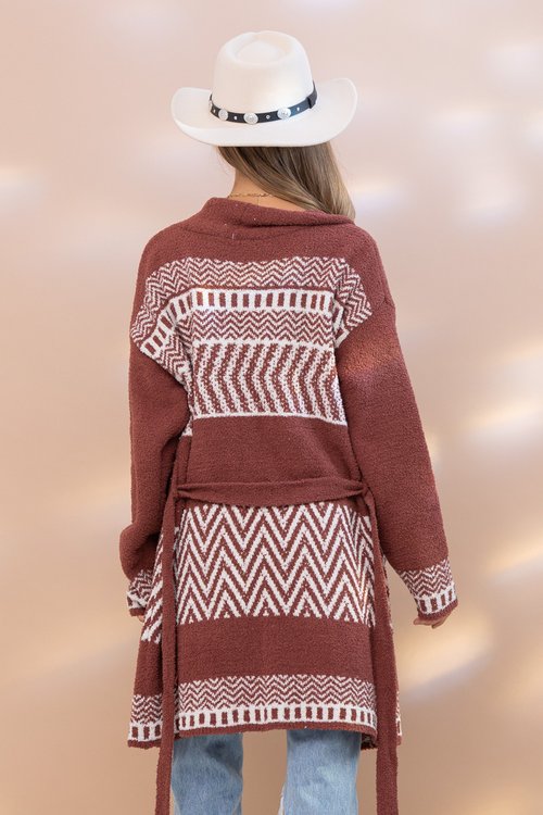 Aztec Pattern Long Cardigan