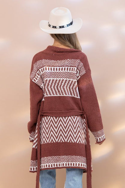 Aztec Pattern Long Cardigan