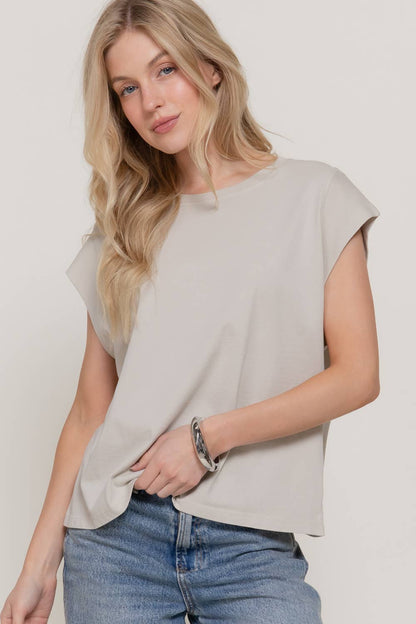 Sleeveless Round Neck Garment Dye T-Shirt