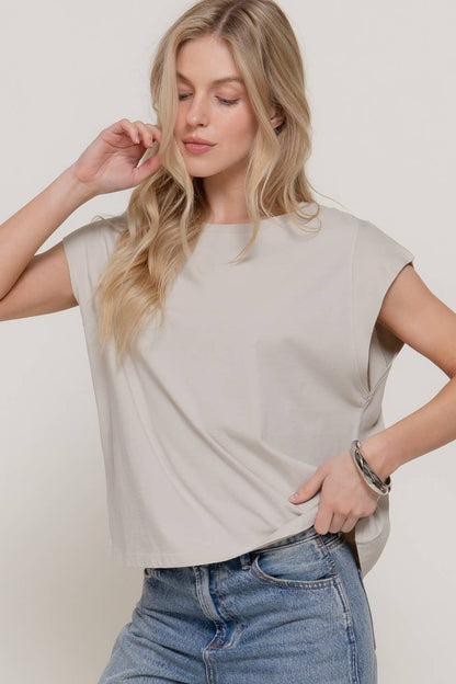 Sleeveless Round Neck Garment Dye T-Shirt