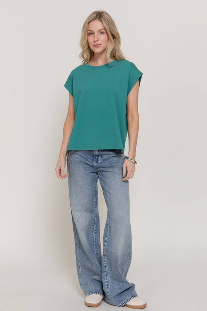 Sleeveless Round Neck Garment Dye T-Shirt