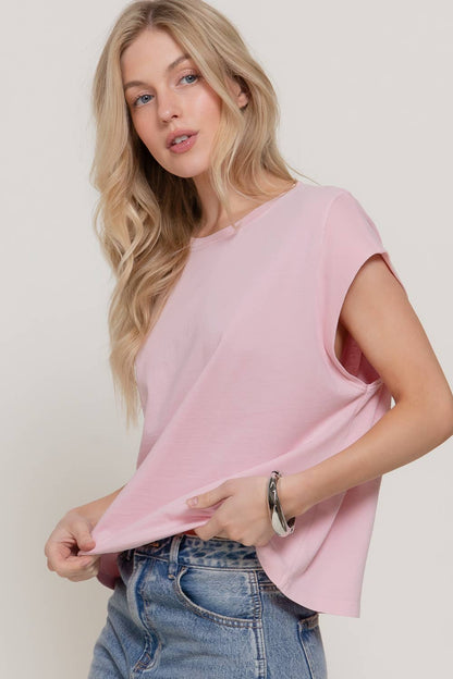 Sleeveless Round Neck Garment Dye T-Shirt