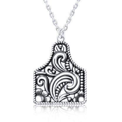WESTERN 925 STERLING SILVER CATTLE TAG NECKLACE