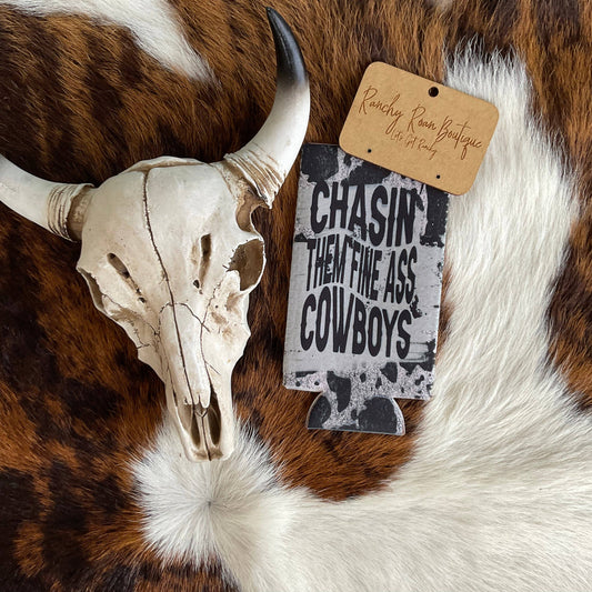 Chasin Them Fine Cowboys Slim Koozie