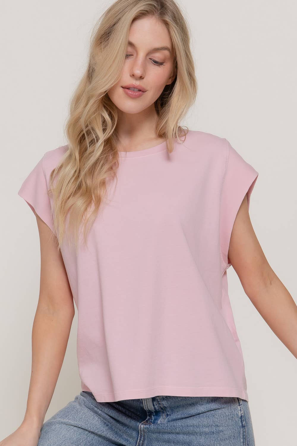 Sleeveless Round Neck Garment Dye T-Shirt