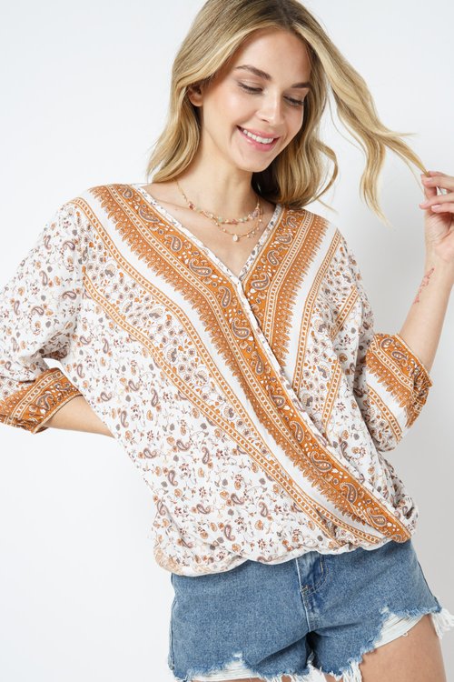 Boho Cross Front Top