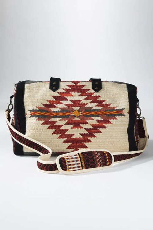 Handwoven Print Duffel Bag