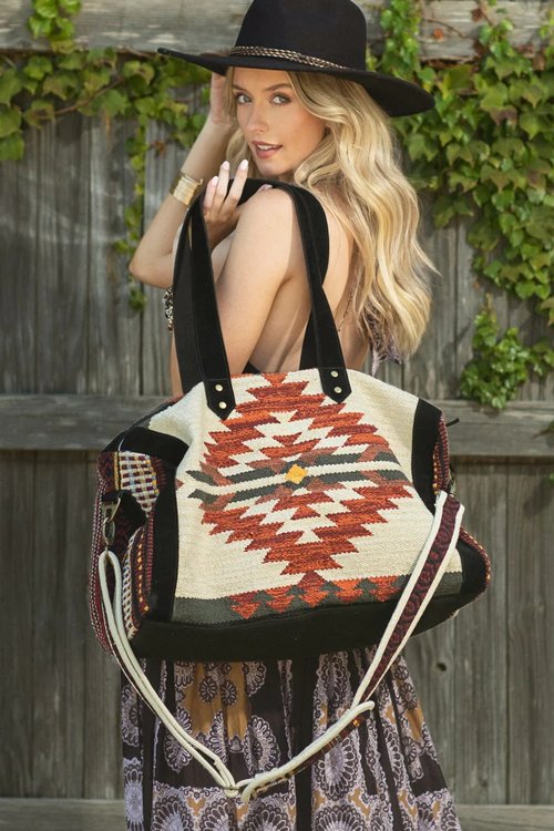 Handwoven Print Duffel Bag