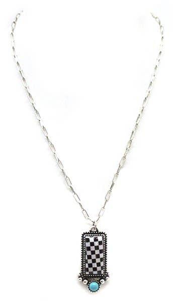 Western Checkered Bar Necklace