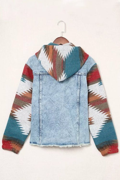 Boho Aztec Denim Jacket