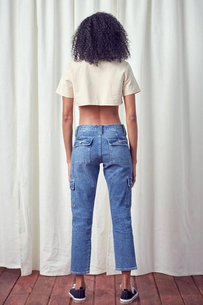 High Rise Cargo Jeans