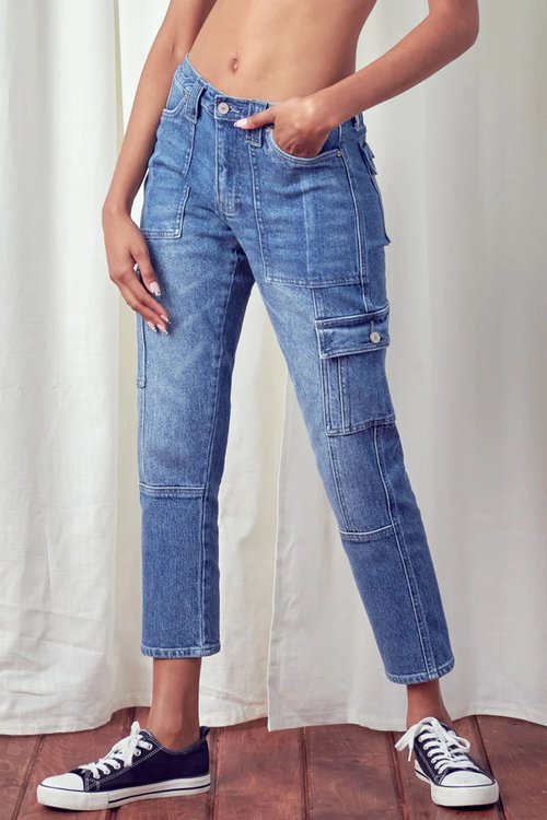 High Rise Cargo Jeans