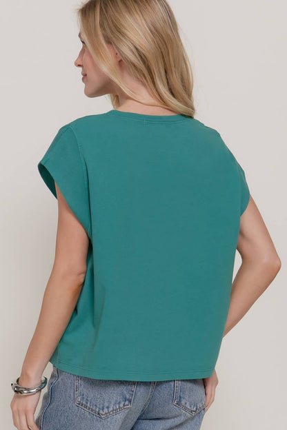 Sleeveless Round Neck Garment Dye T-Shirt