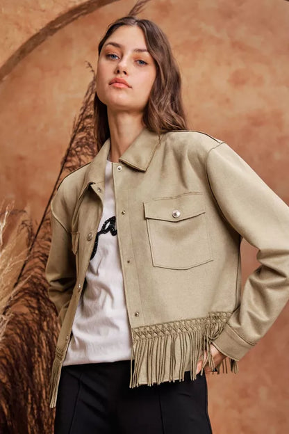 Solid Button Down Jacket