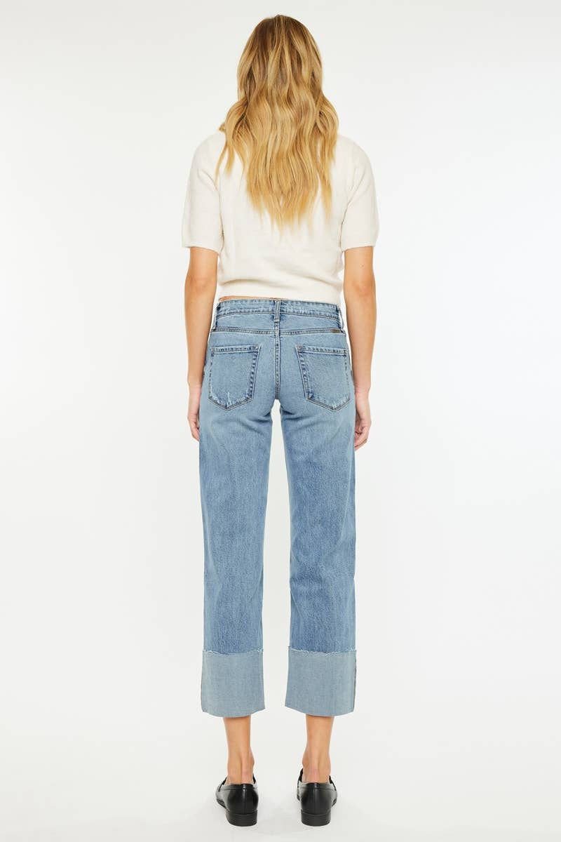 Mid Rise Cropped Wide Leg Jeans
