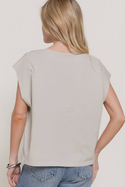 Sleeveless Round Neck Garment Dye T-Shirt